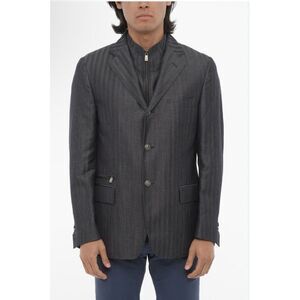 Corneliani Blazer Jacket Mens 52 Black Pin Stripe Virgin Wool 3‎ Button